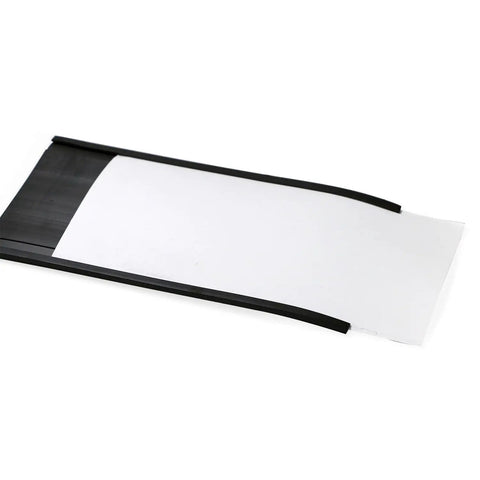 Heavy Duty 10 Pack Magnetic C Channel Label Holders 3X6 Inch Shelf Tags For Steel Racks, black edges with clear insert showing label area.