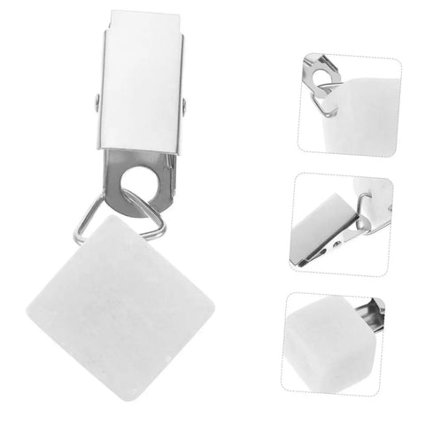 Six Pieces Gold Rectangle Tablecloth Weights Clips with sturdy white marble for outdoor use