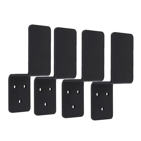 Heavy Duty 2x4 Door Barricade Brackets With Quick Drop Bar And Pin Hook For Tough Shed Barn Gate Latch Black Powder Coated Steel security plates.