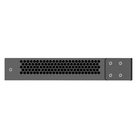 Straight Up Badass 1U Rack Mount Mini Pc Firewall Router Leveraging Intel Twin Lake N150 And Ddr5 Memory With Four 2.5 GbE Lan Ports For Rock Solid Esxi Networking, side view of metal chassis with ventilation holes.