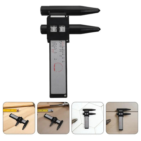 2pcs ABS Wheel Bolt Spacing Tool for Wheel Hub Precision Measurement, black measuring tool for accurate wheel hub measurements.