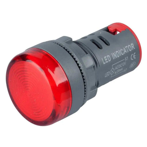 Super Bright 22Mm Corded Electric Led Panel Indicator Set Includes Red Green Blue Yellow Lamps 230V Red LED indicator lamp with plastic housing.