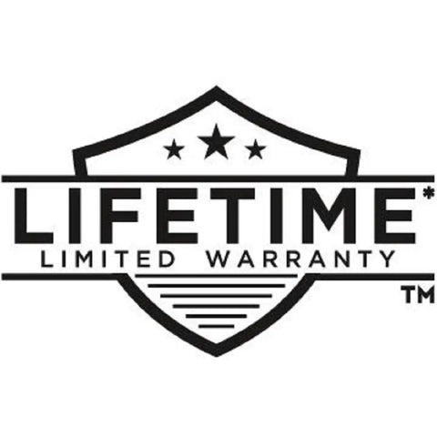 Lifetime limited warranty badge with stars and shield design, related to 3-Setting Chrome Rain Shower Head With H2Okinetic Spray product
