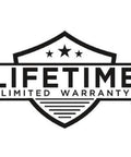 Black and white shield logo with 'Lifetime Limited Warranty' text and stars.