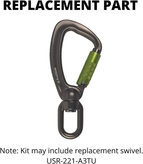 Aluminum swivel replacement part for Half Inch Flip Line For Tree Climbing 8 Feet USA Made High Visibility Arborist Gear