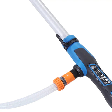 Slick Cordless Stick Transfer Pump That Blasts Forty Two Gallons In No Time On Standard Eighteen Volt Packs nozzle and hose detail.