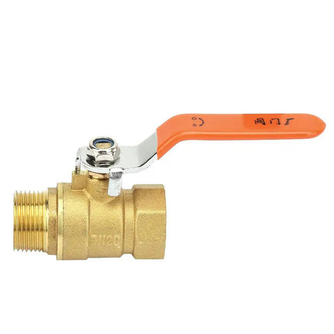 Built Like A Tank 3/4 Inch Brass Ball Valve Plumbing Shut Off High Flow Water Line Fitting Corrosion Resistant Heavy Duty Pipe Connector For Reliable Home Use, shown with orange handle.