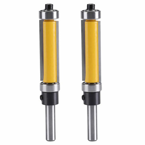 Get The Ultimate 2Pc Flush Trim Router Bits With Hardened Carbide Blades For Smooth Woodworking Projects And Precise Edge Trimming Using This Killer 1/4 Inch Shank Set Today! Two 1/4 inch flush trim router bits with carbide blades.