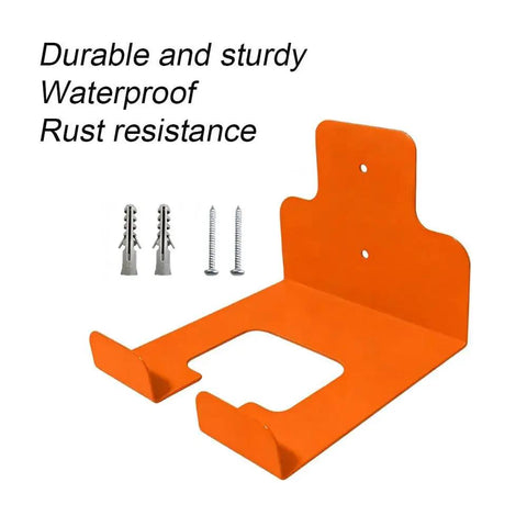Sturdy Iron Tool Organizer With Anti Scratch Cradle For Weed Eater And Leaf Blower Handheld Tools In Orange Finish Rust Resistant