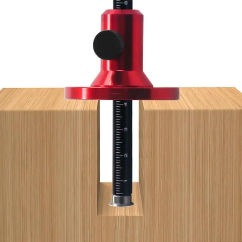 No Fuss Aluminum Wheel Marking Gauge With Quick Knurled Dial And Dual Scale Markings Pro Woodworking Mortise Scribing Tool on wood.