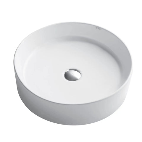 Elavo Round Vessel White Porcelain Ceramic Bathroom Sink 18 Inch Go-To Pick For Any Bath With Scratch-Resistant Non-Porous Glazed Surface