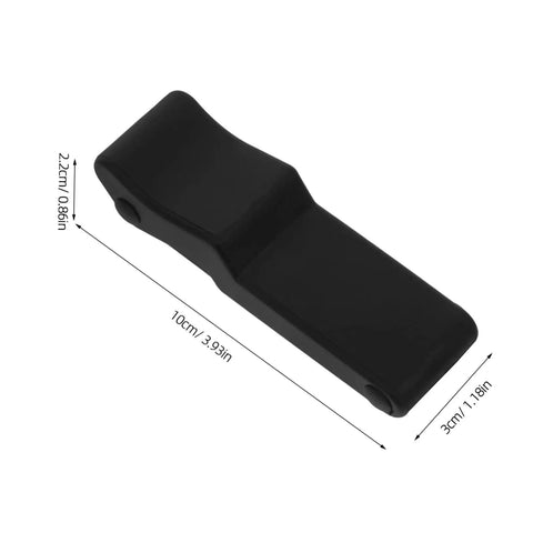Two Piece Flexible Draw Latch for Boat Compartments and Automotive Storage Cabinets, black rubber, dimensions shown