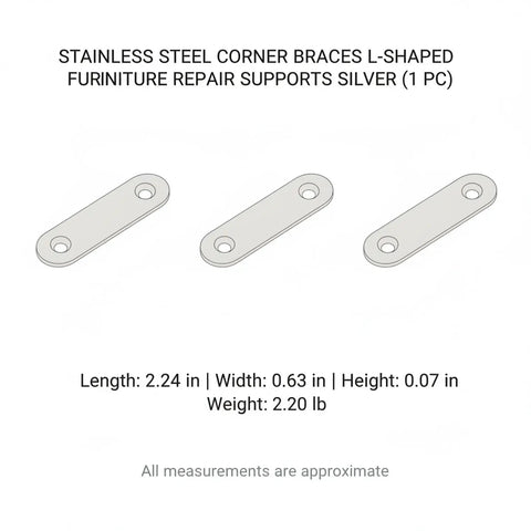 Sturdy L Shaped Corner Brace For Wobbly Chairs And Tables Stainless Steel Support Bracket In Silver Finish length 2.24 in