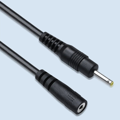 Premium Male To Female Extension Cable With Solid Copper Cores For Reliable Power Transfer Heavy Duty Slick Design No Fuss Plug And Play Ready For Your Home Office Setup Or Travel Gear In One Meter Length showing black connectors with a cable.