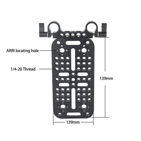 Pro Camera Cheese Mounting Plate With 15mm Rod Clamp Built Like A Tank For DSLR Videography Rigs And Cinema Mods featuring measurement details.