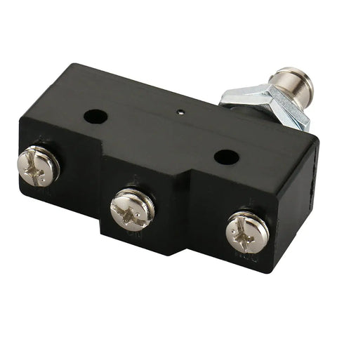 Panel Mount Micro Switch With Plunger Actuator 1NO 1NC SPDT 10A 250VAC Built Tough Momentary Limit Switch With 3 Screw Terminals Industrial Grade Precision Position Sensing CE Certified black body with three screw terminals