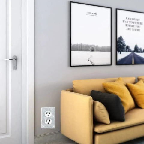 Shiny Rhinestones Wall Plates Bling Light Switch Covers Four Piece White Outlet Covers Decorative Wall Plate for Home Decor