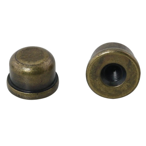 Solid Bronze Lamp Finials Caps 1/4-27 Threaded Hat Style Tops for shade holder harp, vintage decorative lamp accessories pair.