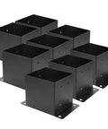 Heavy Duty 6x6 Post Base Brackets 8 Pack, 14 Gauge Steel, Black Powder Coat, Bolt Down Supports for Concrete Surfaces