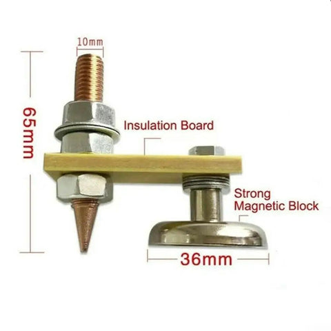 Heavy Duty Welding Magnet Head With 3kg Suction Power For Steel Fixtures And Secure Positioning Of Round Flat Or Square Metal Parts At Any Angles, showing detailed dimensions.