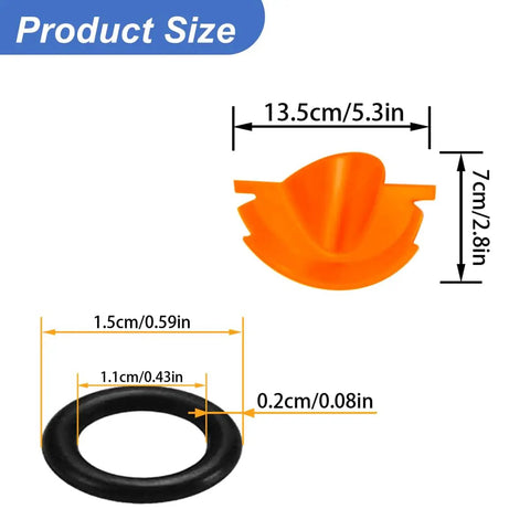Motorcycle Oil Change Kit With Oil Filter Wrench And Reusable ABS Primary Case Oil Funnel Set dimensions shown with orange funnel.