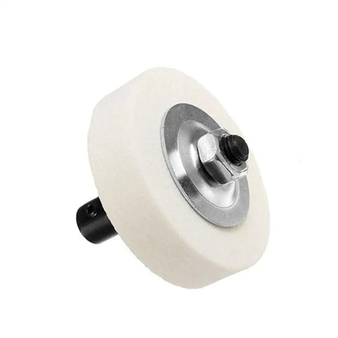 Total Game Changer Electric Drill To Grinding Wheel Adapter Kit With Slick Abrasive Converter And No Sweat Ratcheting Wrench Set, white polishing wheel.