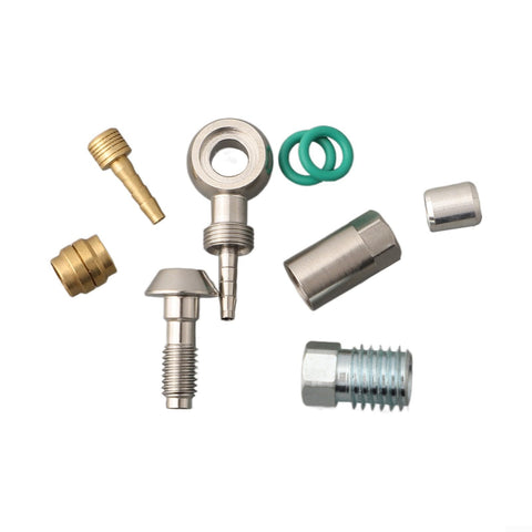Heavy Duty Banjo Hydraulic Hose Fitting For Mountain Bike Brakes MT4 MT5 MT6 MT7 MT8 with silver and brass components