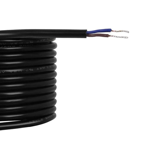 Renogy battery temperature sensor cable, close-up view; coiled black sheath with blue and brown exposed leads