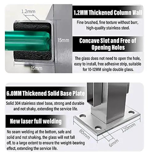 Slick Stainless Steel Corner Railing Post Kit Built Like A Tank For Decks Pools And Balconies showing column wall and base plate details.