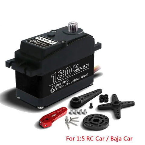 180Kgcm Brushless Digital RC Servo Waterproof IP67 For One Fifth Scale RC Cars with accessories for monster trucks