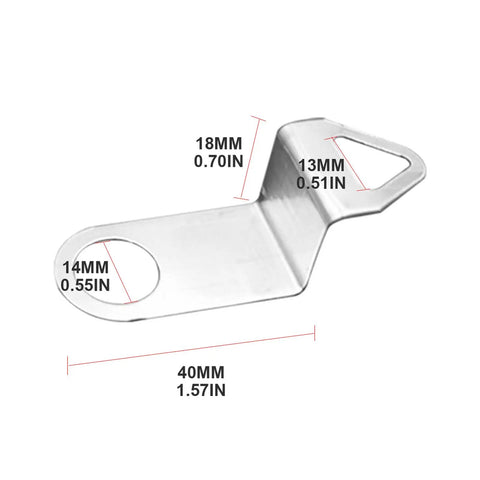 Hook component of DIY Friendly Wall Clock Repair Kit With 20 Metal Hooks And Replacement Movement Parts, shown with measurements