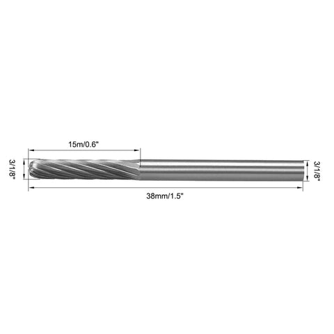 Heavy Duty Tungsten Carbide Rotary File Set Pro Grade With One Eighth Inch Shank And 3mm Diameter Single Cut Cylindrical Radius End Burrs For Die Grinder Polishing Carving Hard Metals 2 Pack