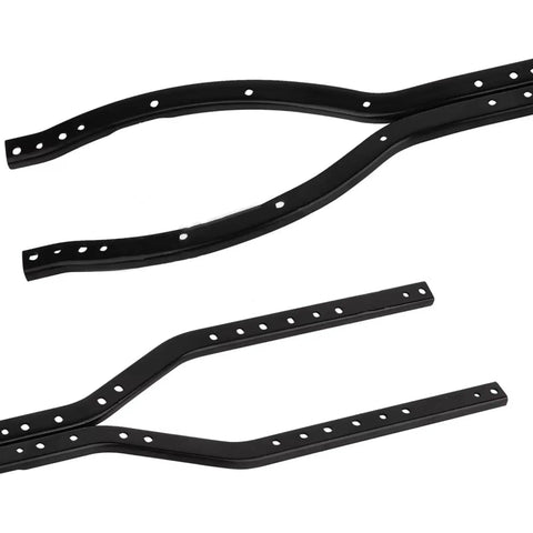 Beefy One Tenth Scale RC Car Chassis Frame Kit For SCX10 90046 90047 6x6 Black Steel Rails Upgrade shown in side view