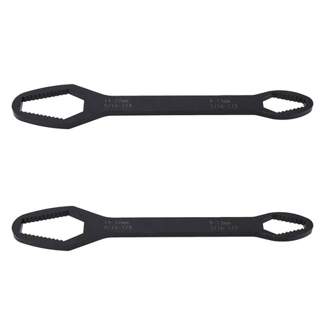 Double End Self Tightening Wrench Set For 8 To 22mm 2 Piece Handy Tool Kit shown with black durable finish and dual-head design.