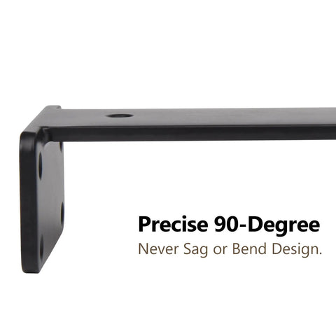 Beefy Heavy Duty Floating Shelf Brackets 6 Inch L Shaped Steel Wall Mounts Black Powder Coat 90-degree angle design