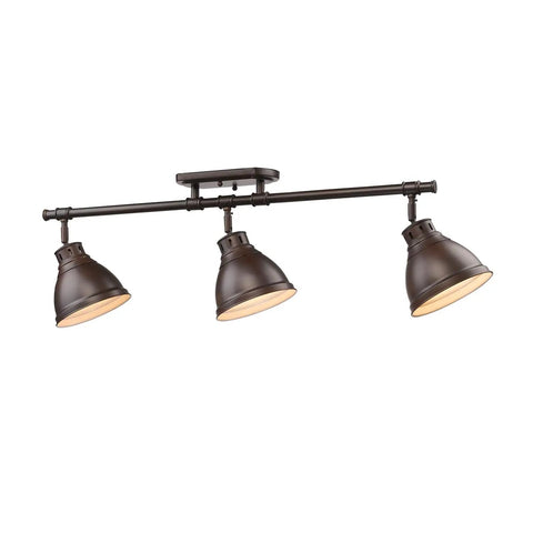 Duncan Semi Flush Ceiling Light In Rubbed Bronze With Matching Rubbed Bronze Shades Low Profile Design Industrial Contemporary Fixture