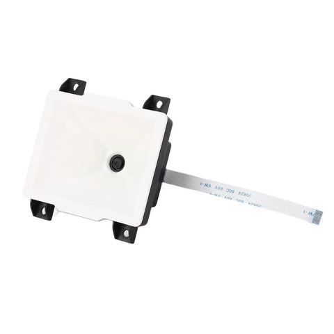 1D 2D Barcode Scanner Module with Auto Sensing for Self-Service Devices, compact unit with white casing and ribbon cable attachment