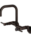 Concord 8-Inch Adjustable Center Wall Mount Kitchen Faucet In Oil Rubbed Bronze With Solid Brass Construction No-Drip Ceramic Disc Cartridge