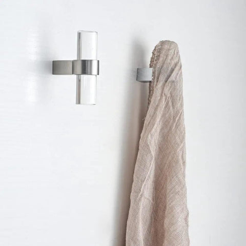 10 Pack Slick Brushed Nickel Cabinet Knobs Featuring Totally Dope Clear Glass Crystal T Bar Handle drawer pull with towel.