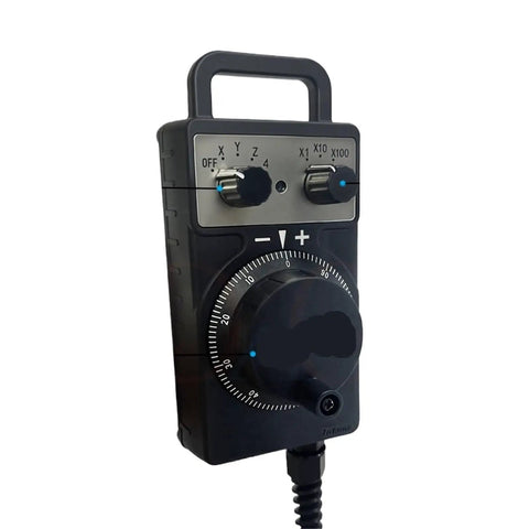 Upgrade Your CNC Game With This Smooth HC11D Handwheel Replace The Manual Pulse Generator For Precise 6 Axis Control In Any Serious Workshop Setup. HC11D CNC handwheel, black plastic, handheld pendant with cable and 6-axis control dials.
