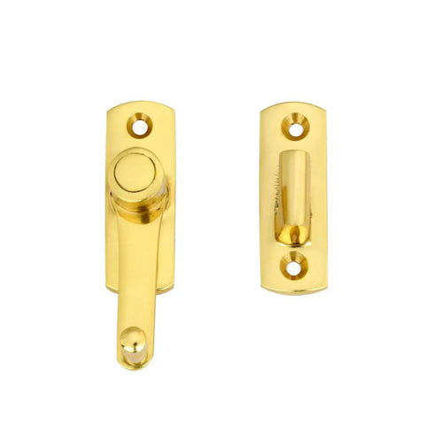 Heavy Duty Solid Brass Cabinet Door Latch Kit With Easy Install Mounting Hardware For Indoor Door Lock and Furniture Hardware That Keeps Doors Snug Secure Daily, showing latch and catch.