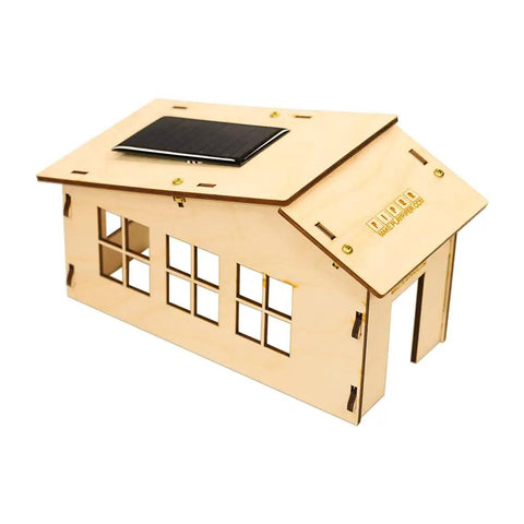 Solar House Building Kit For Kids And Teens Learn Clean Energy Concepts Build Working Circuits Test Solar Generation And Light Up A Mini House With A Flashlight Simulated Sun For A Fun Hands On STEM Experience wooden model with solar panel