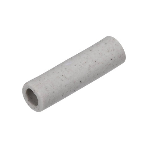 Ceramic insulation tube for wires; speckled light gray, hollow bore, 0.2x0.3x1.2 in