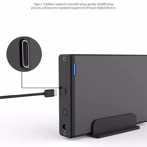 Solid Aluminum 3.5 Inch External Hard Drive Enclosure With Type C Usb 3.1 Connector showcases Type-C port and LED indicator.