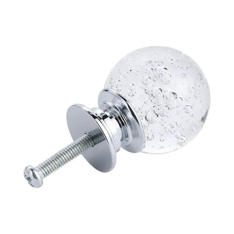 Kick Up Your Kitchen Vibe With Premium Transparent K9 Crystal Cabinet Knobs Set Of 10 Round Glass Bubbles For Drawers And Dressers Sleek smooth round bubble knob showing zinc mount.