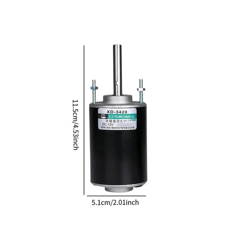 Quiet Space Saving Permanent Magnet DC Motor For DIY Projects 24V 7000 RPM Mini Electric Motor with size dimensions displayed