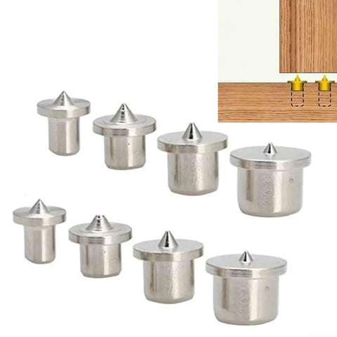 Pro Grade Dowel And Tenon Center Points Set 8 Solid Steel Drill Bit Markers With External Marking Pins for precise wood alignment