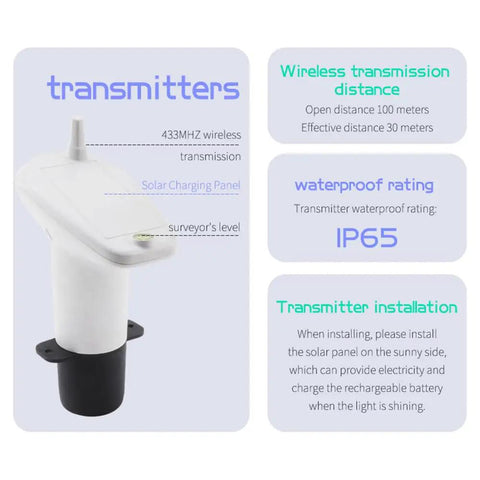 Wireless Ultrasonic Water Tank Level Gauge With Temperature Sensor, Liquid Level Meter And Depth Indicator With Time Display
