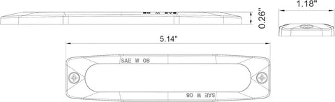 Five Inch Amber Ultra Thin Led Strobe Warning Light Featuring 23 High Visibility Flash Patterns And Low Profile Surface Mount dimensions diagram