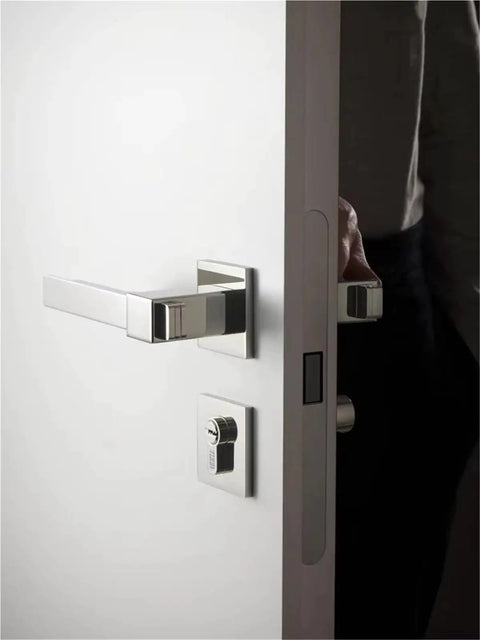 Slick Silver Door Lock Handle Dope Anti Theft For Home Security Modern Furniture Gate Lock Set Interior Door Hardware Built To Last